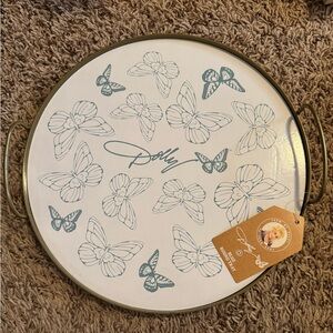 Dolly Parton Butterfly Serving Tray - White and Gold